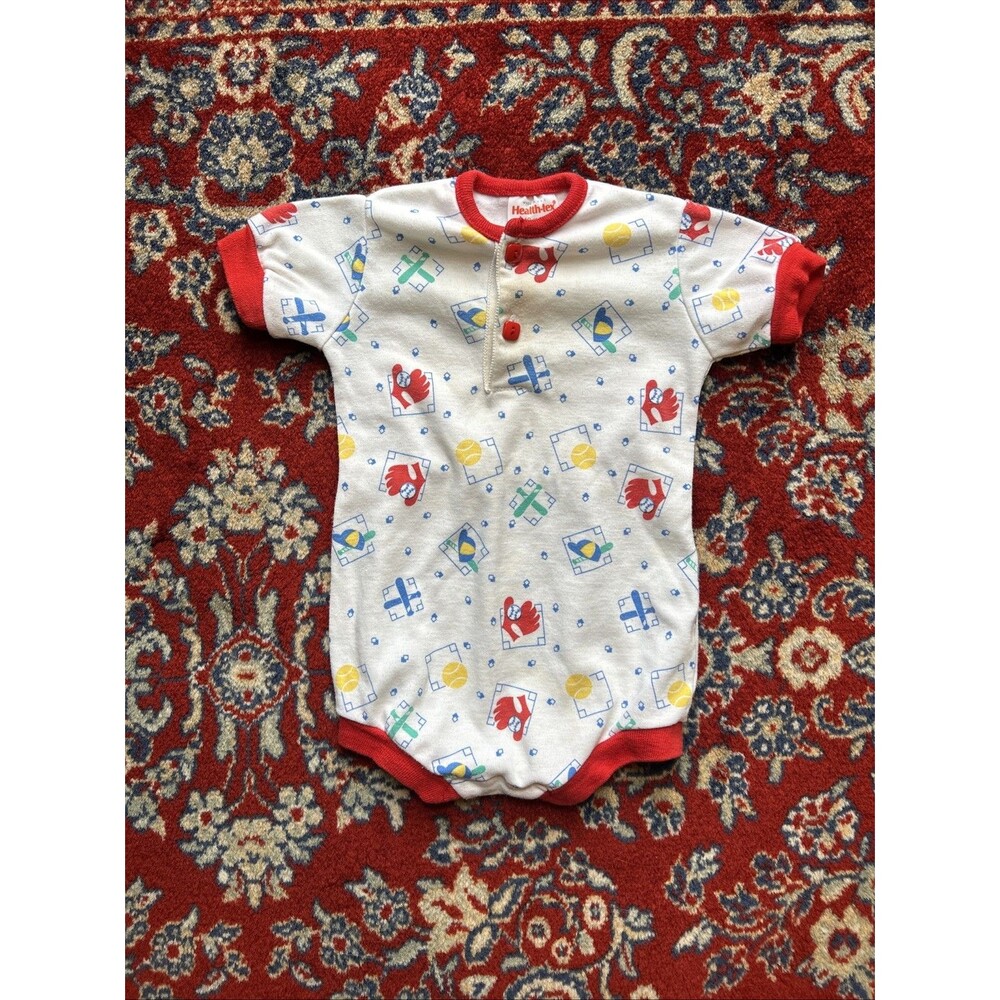 Vintage Healthtex Boy Bodysuit 12 Months Baseball 80s 90s